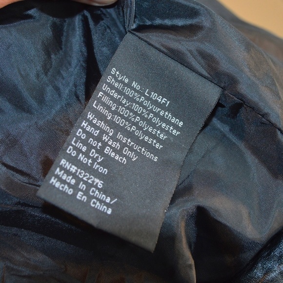 LA Coalition Vegan Leather Look Black Cropped Puffer Jacket, Large - Picture 6 of 14